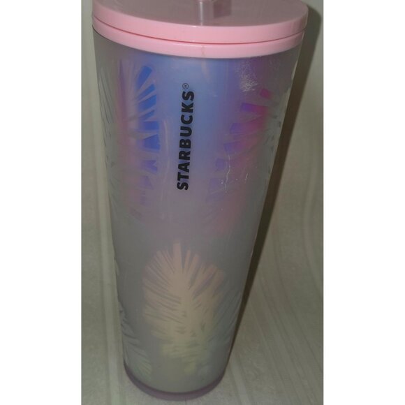 Starbucks Holiday Holographic Tumbler 24oz Pink Iridescent Pine Cone Ltd Edition - Picture 3 of 10